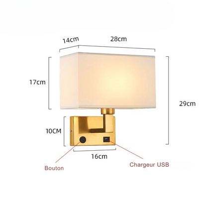 Lampe de chevet Murale avec Abat-Jour en Tissu