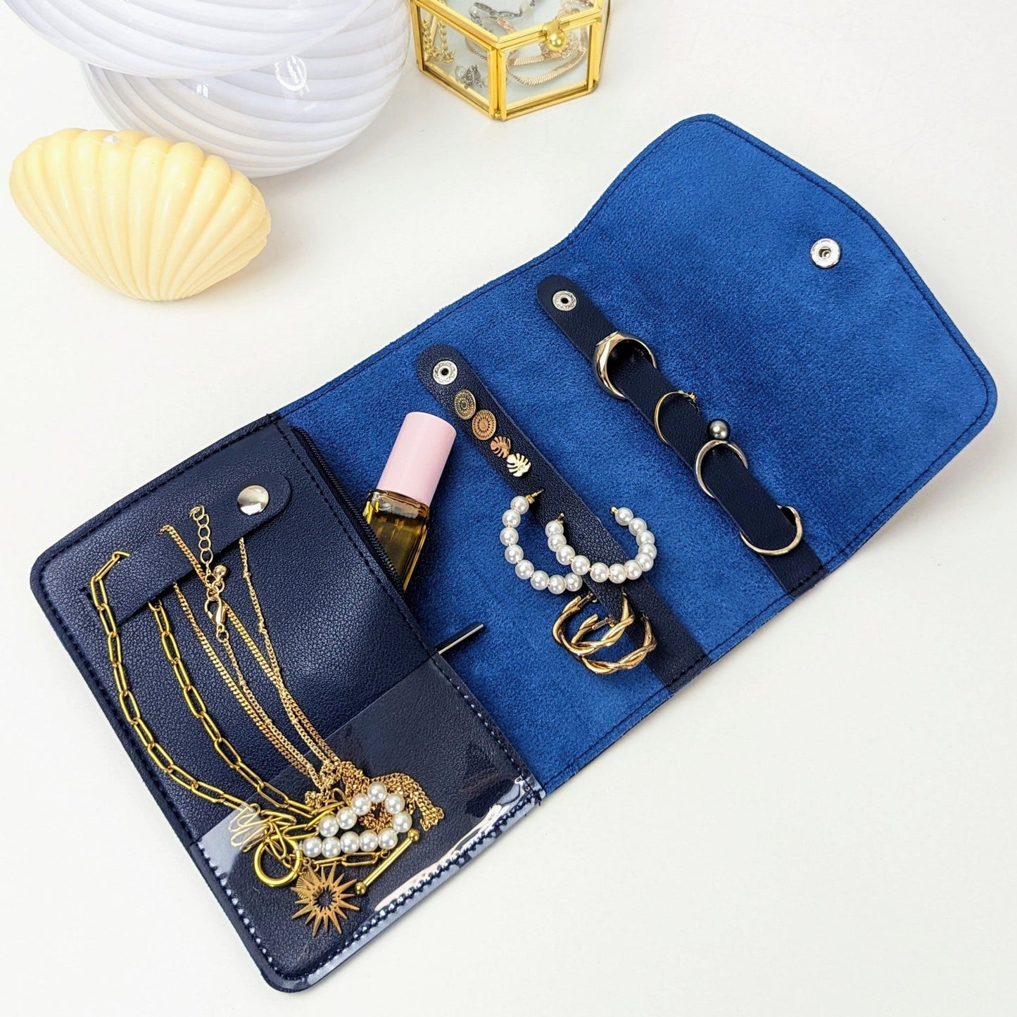 Etui à bijoux de voyage en cuir