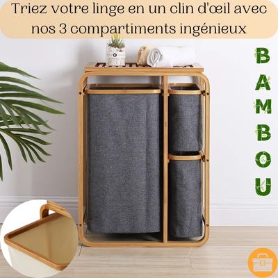Panier à linge en bambou - Threesome-sympa™