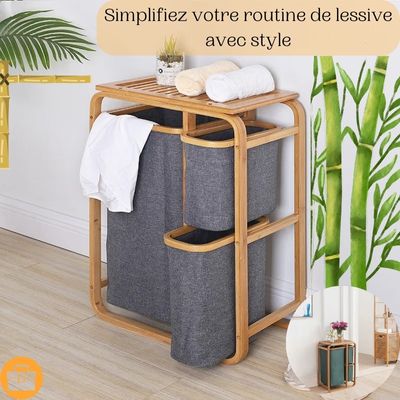Panier à linge en bambou - Threesome-sympa™