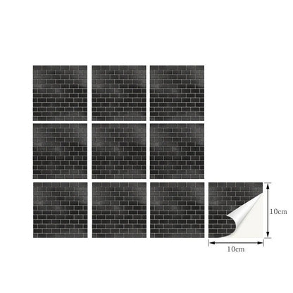 Panneau Mural Salle de Bain Style Carrelage Noir Lot de 10 pcs 10 x 10 cm