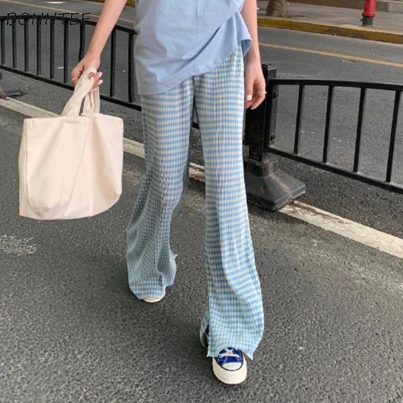 Pantalon a carreau bleu-Old Money