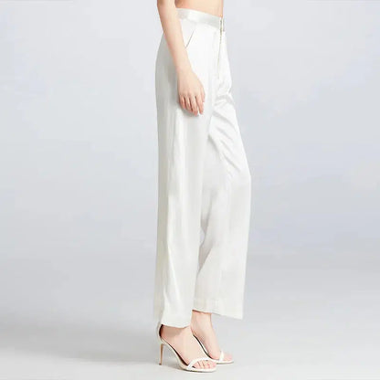 Pantalon blanc soie