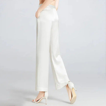 Pantalon blanc soie