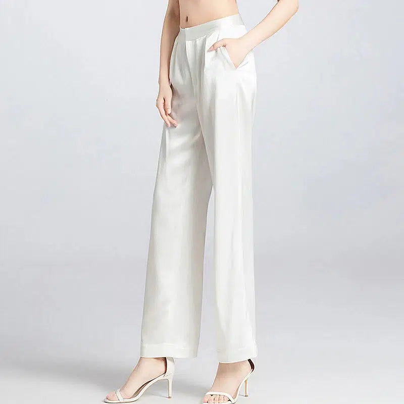 Pantalon blanc soie