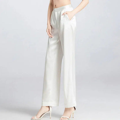 Pantalon blanc soie