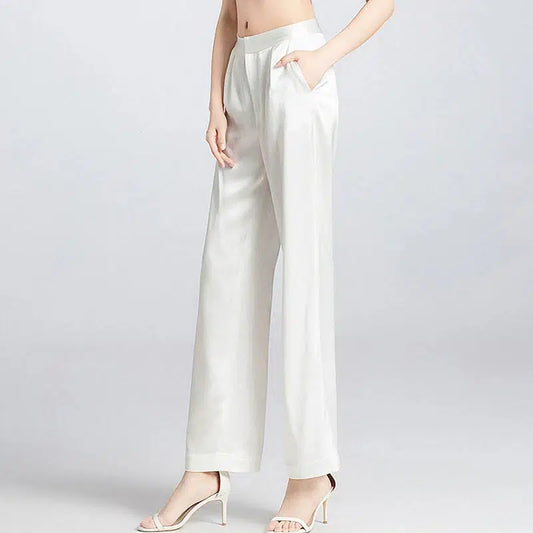 Pantalon blanc soie