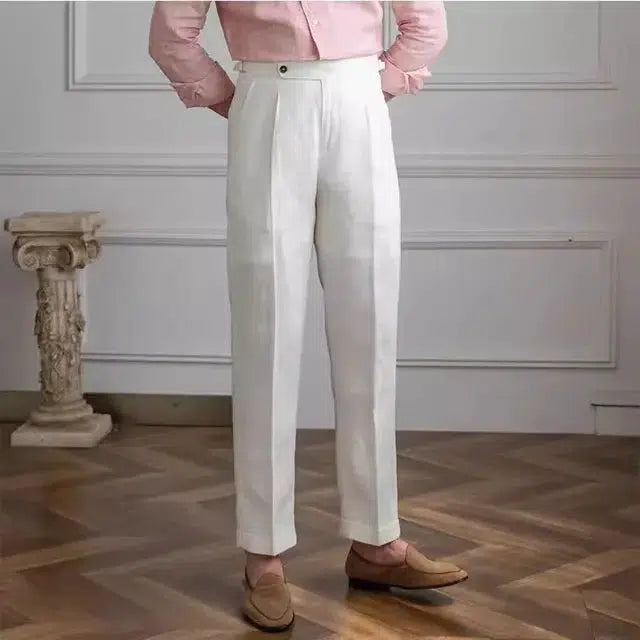 Pantalon en laine blanc-Old Money