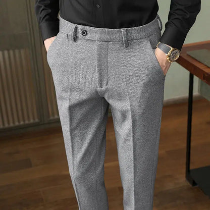 Pantalon en laine gris-Old Money