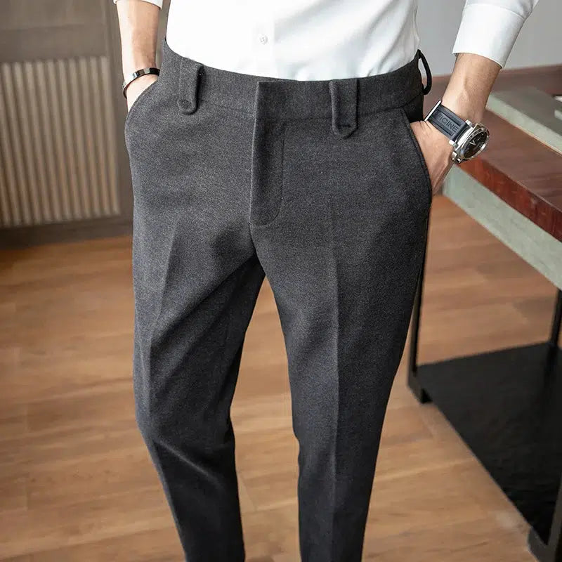 Pantalon en laine gris-Old Money