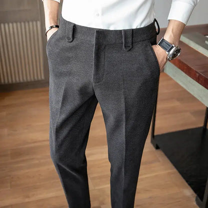 Pantalon en laine gris-Old Money