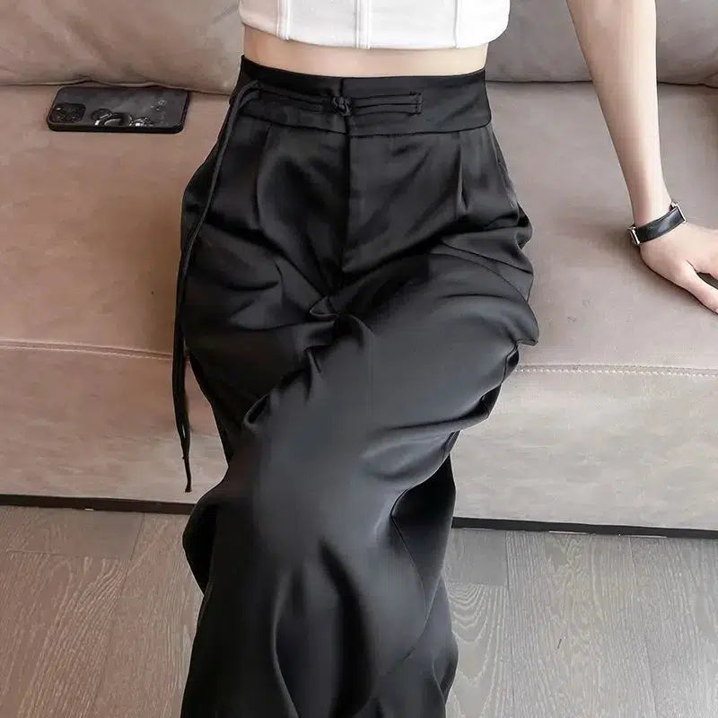 Pantalon en soie noir-Old Money