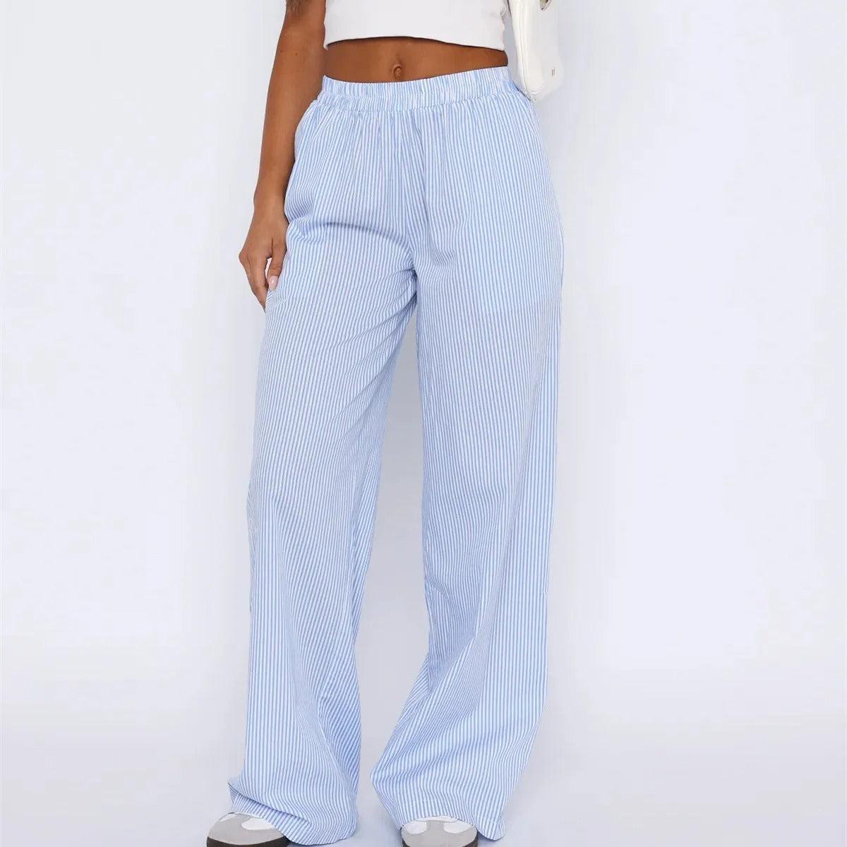Pantalon fluide bleu-Old Money