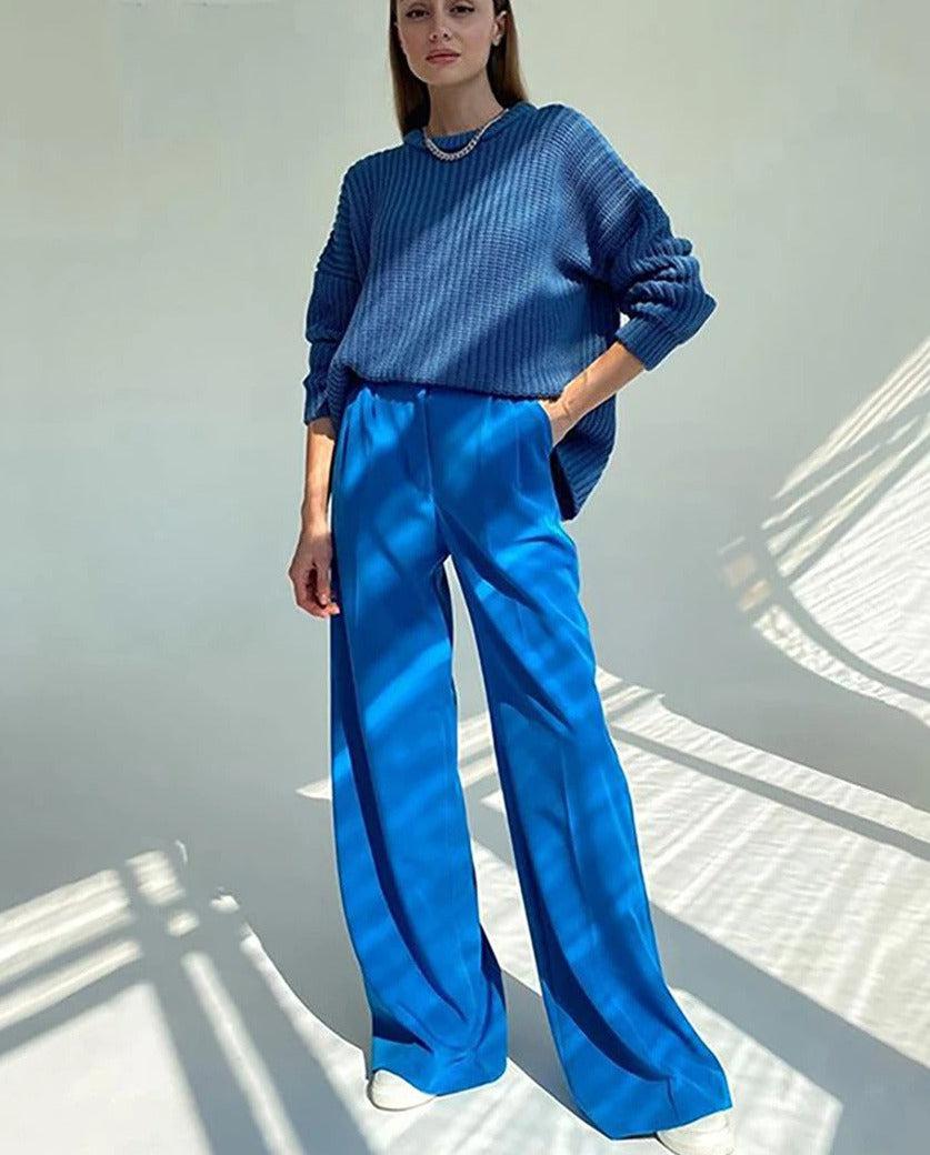 Pantalon fluide bleu roi