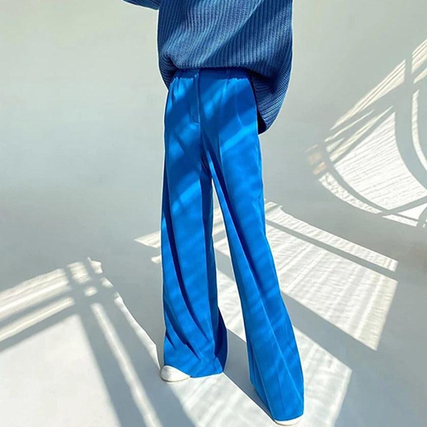 Pantalon fluide bleu roi-Old Money