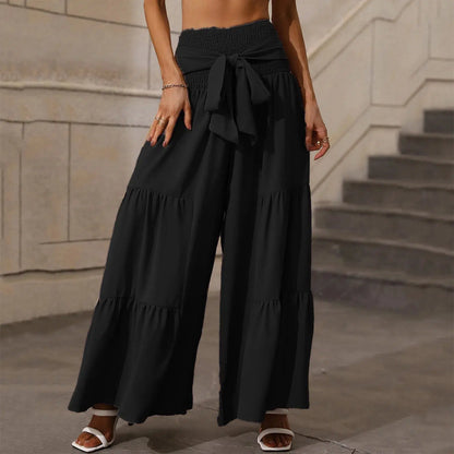 Pantalon fluide plissé noir-Old Money