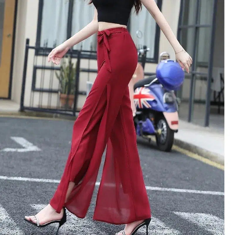 Pantalon fluide rouge-Old Money
