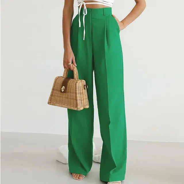 Pantalon fluide vert-Old Money