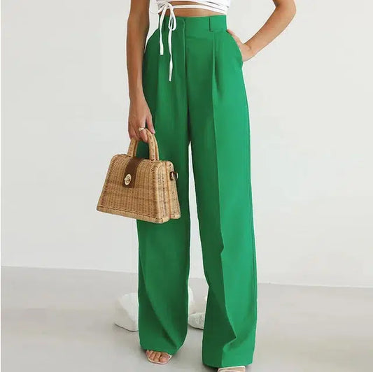 Pantalon fluide vert-Old Money