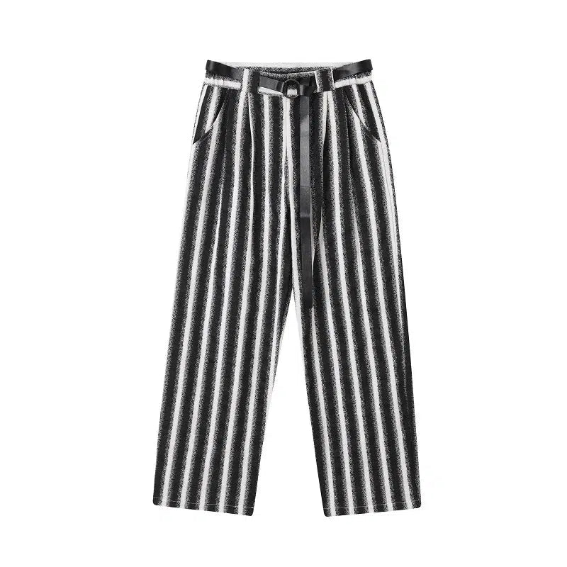 Pantalon gris a rayure blanche-Old Money