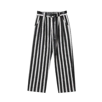 Pantalon gris a rayure blanche-Old Money