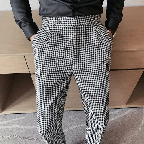 Pantalon gris pied de poule