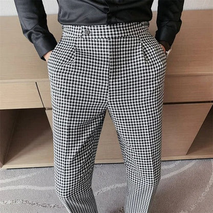 Pantalon gris pied de poule