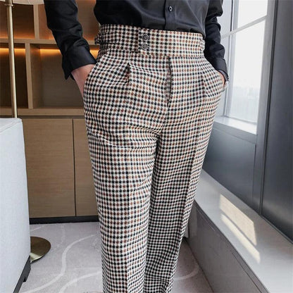 Pantalon gris pied de poule