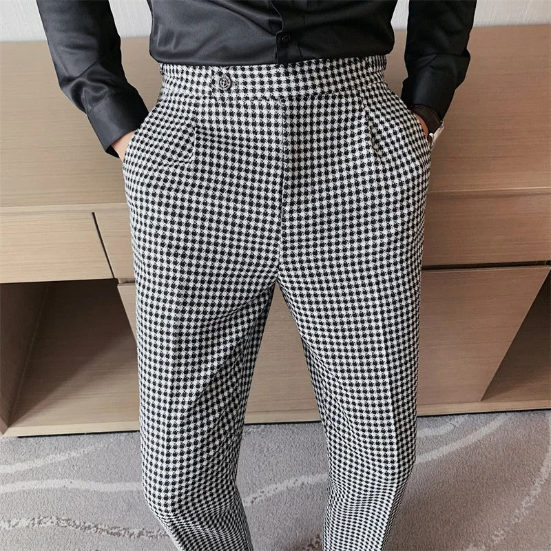 Pantalon gris pied de poule