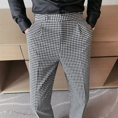 Pantalon gris pied de poule