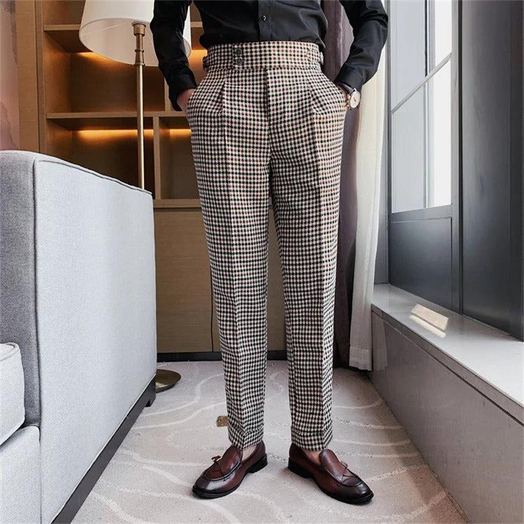 Pantalon gris pied de poule