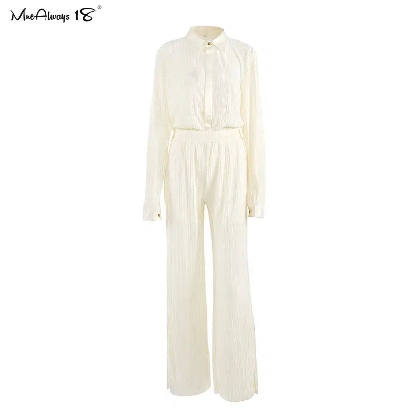 Pantalon palazzo creme-Old Money