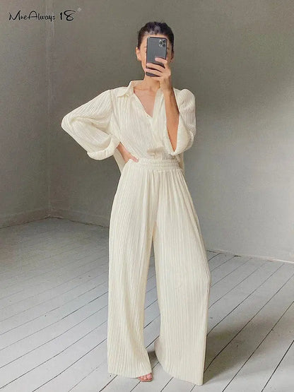 Pantalon palazzo creme