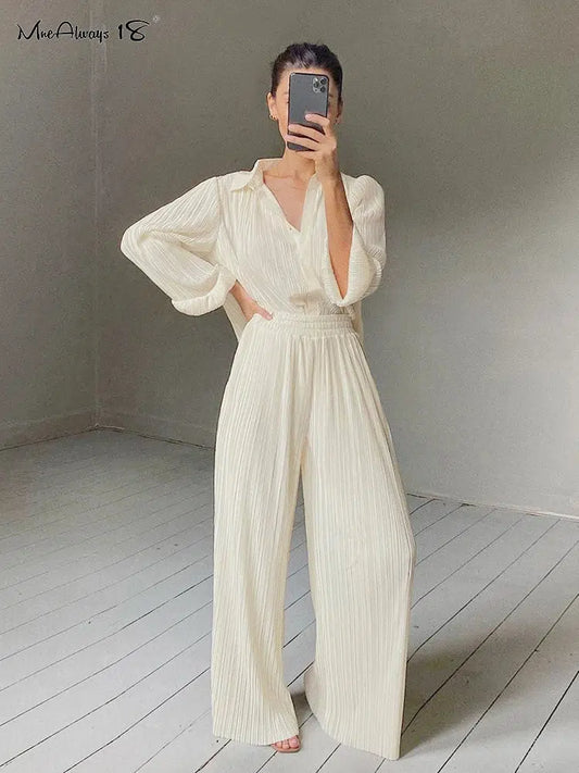 Pantalon palazzo creme
