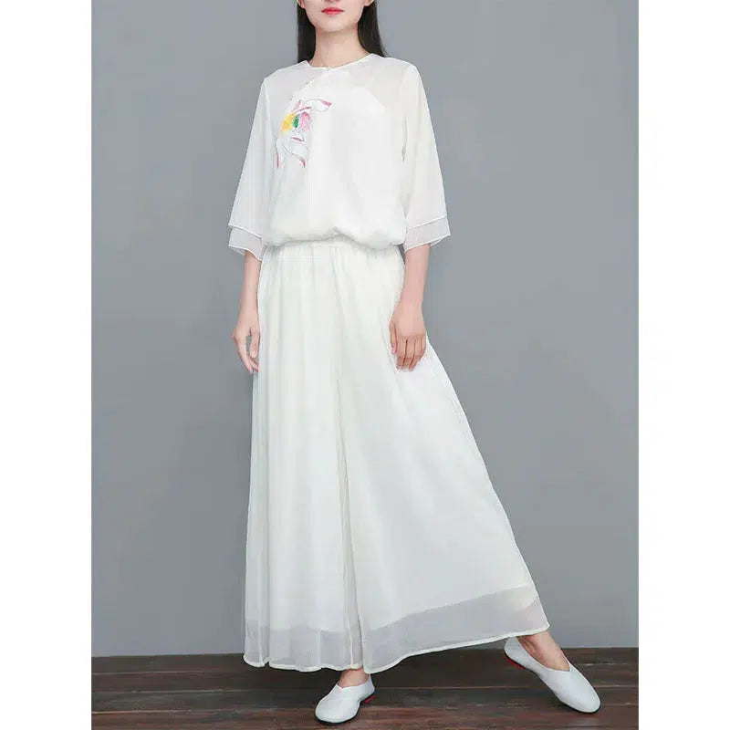 Pantalon palazzo soie-Old Money