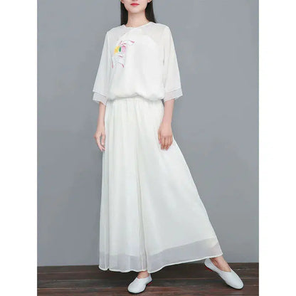 Pantalon palazzo soie-Old Money