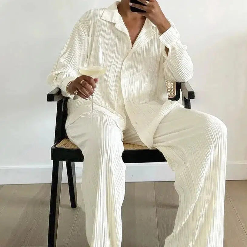 Pantalon plissé beige-Old Money