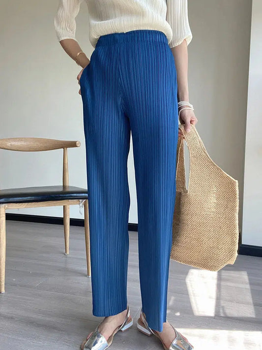 Pantalon plissé bleu marine