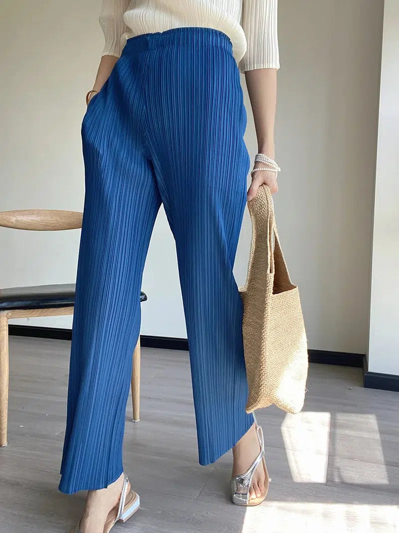 Pantalon plissé bleu marine