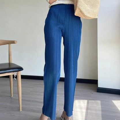 Pantalon plissé bleu marine