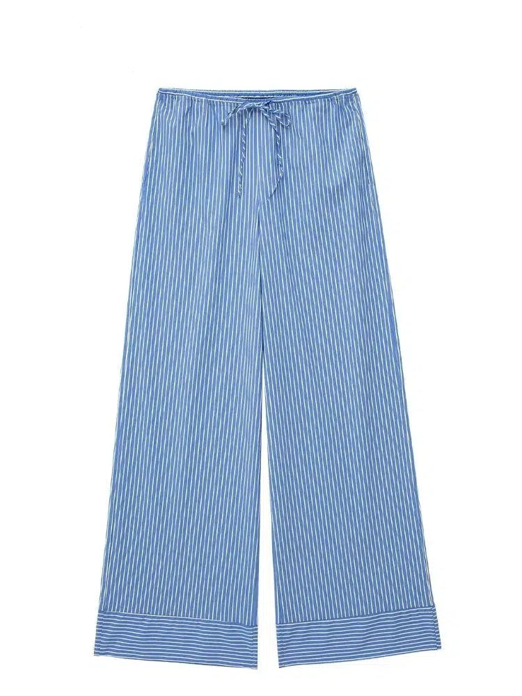 Pantalon rayure bleu blanc