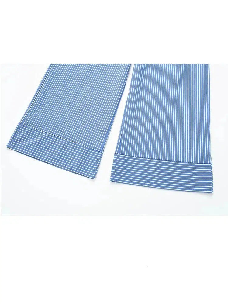 Pantalon rayure bleu blanc