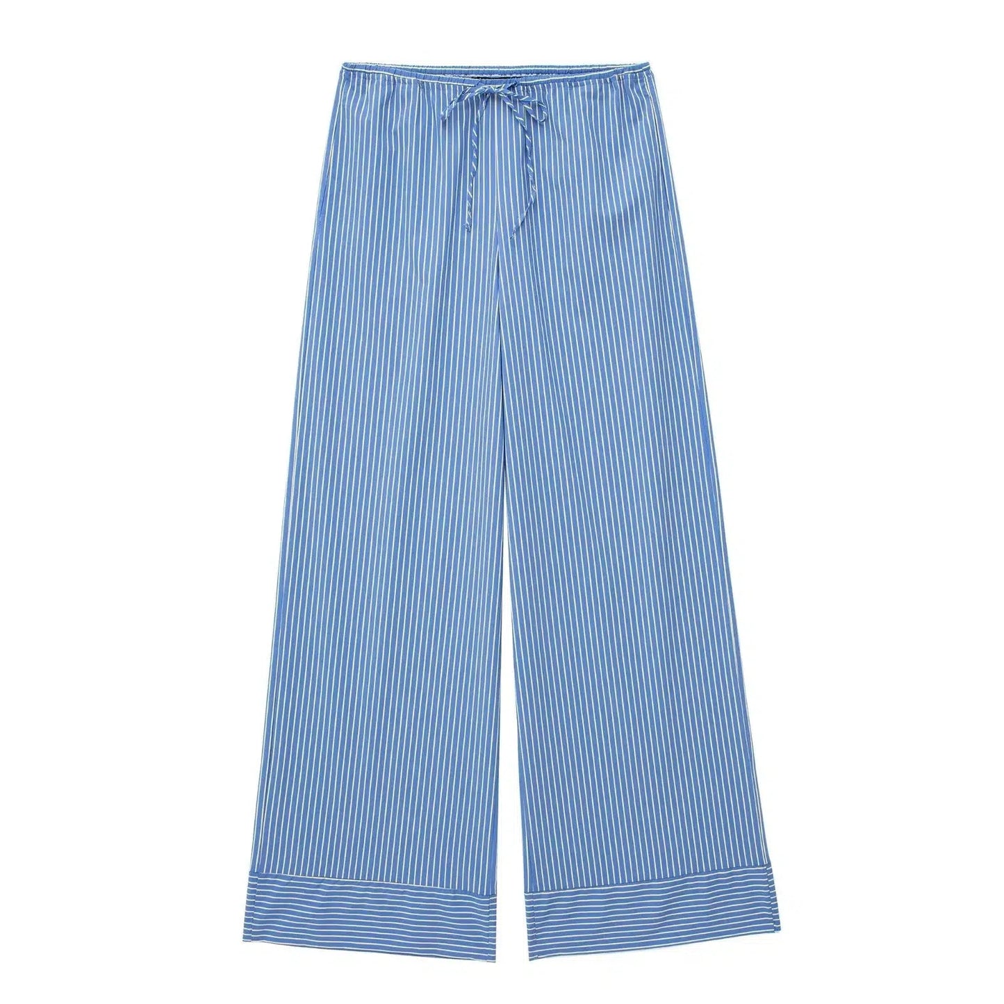 Pantalon rayure bleu blanc-Old Money
