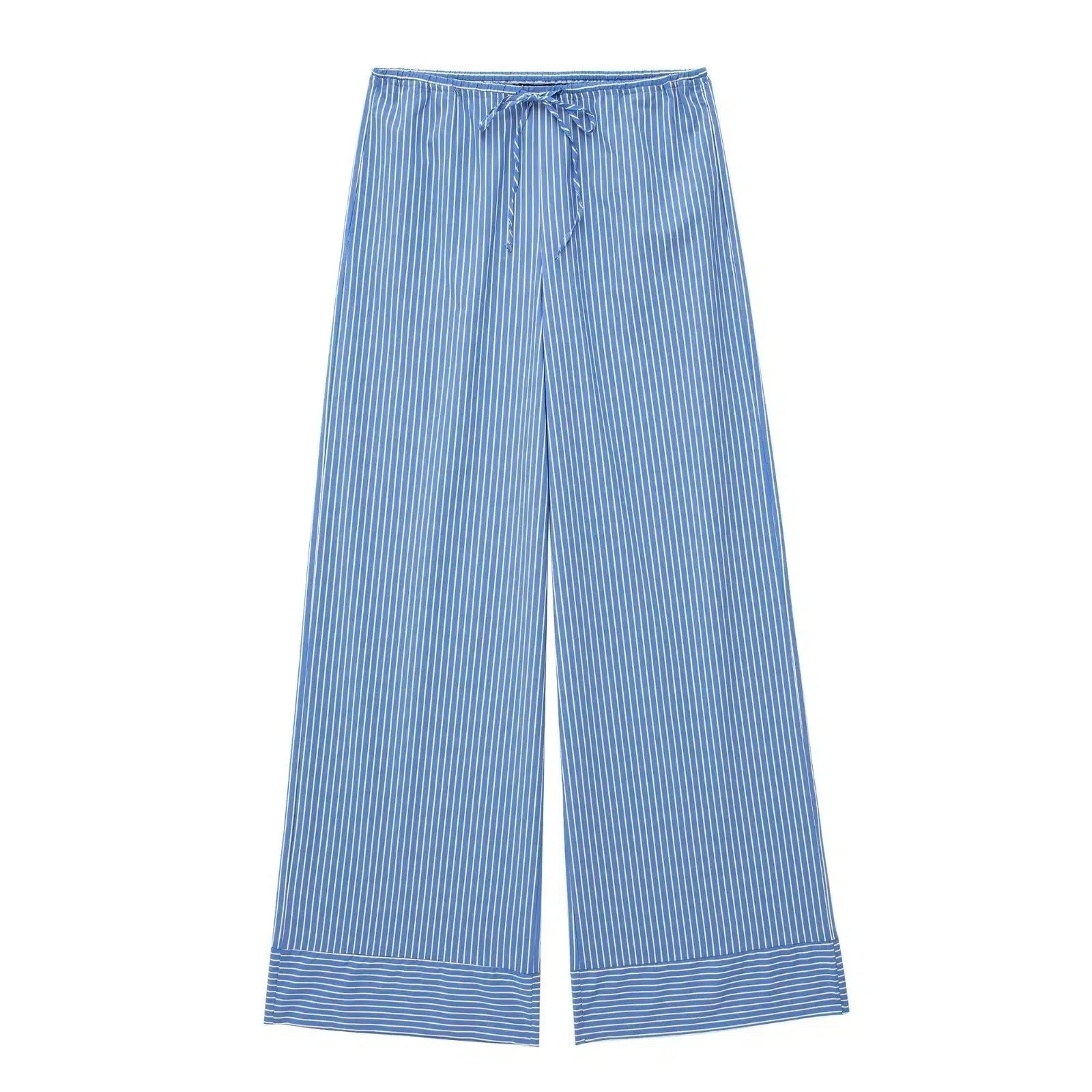 Pantalon rayure bleu blanc-Old Money