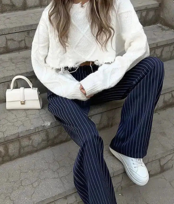 Pantalon rayures bleu