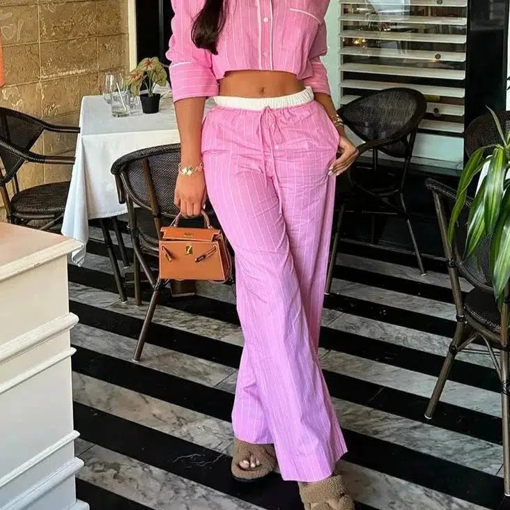 Pantalon soie rose