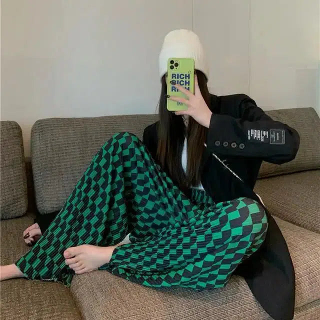 Pantalon tartan vert