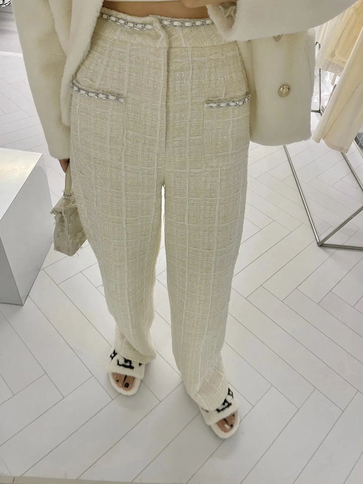 Pantalon tweed beige-Old Money