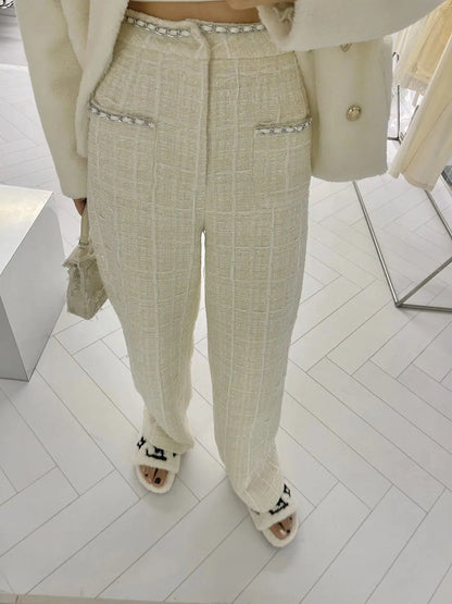 Pantalon tweed beige-Old Money
