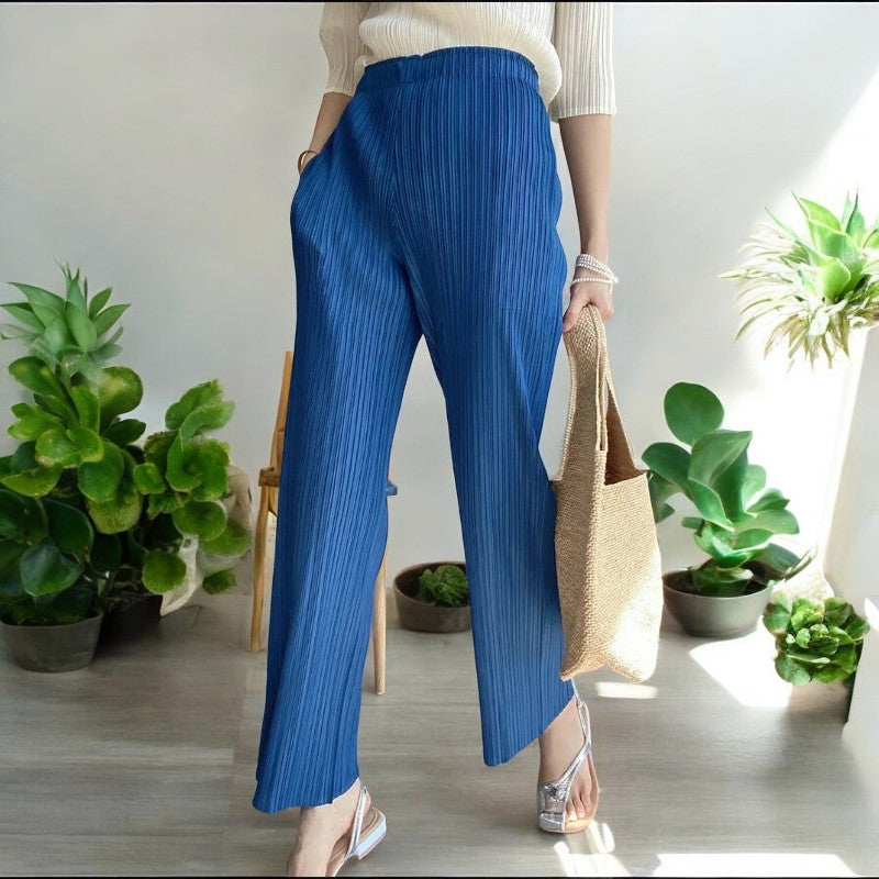 Pantalon plissé bleu marine